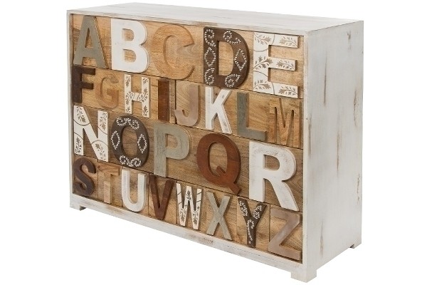 Beauty.Scouts Kommode "Alina" mit 12 Schubladen im Alphabet-Design, Holz