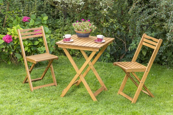 Gartenmöbelset "Biggi", Akazien-Set, 3-teilig, Klappsessel, Klapptisch, Gartenmöbel, Garten